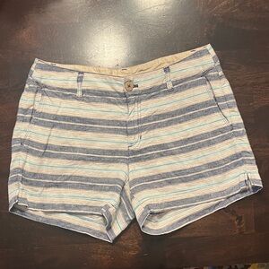 100% Linen Saint Tropez West Striped Shorts, Sz 4